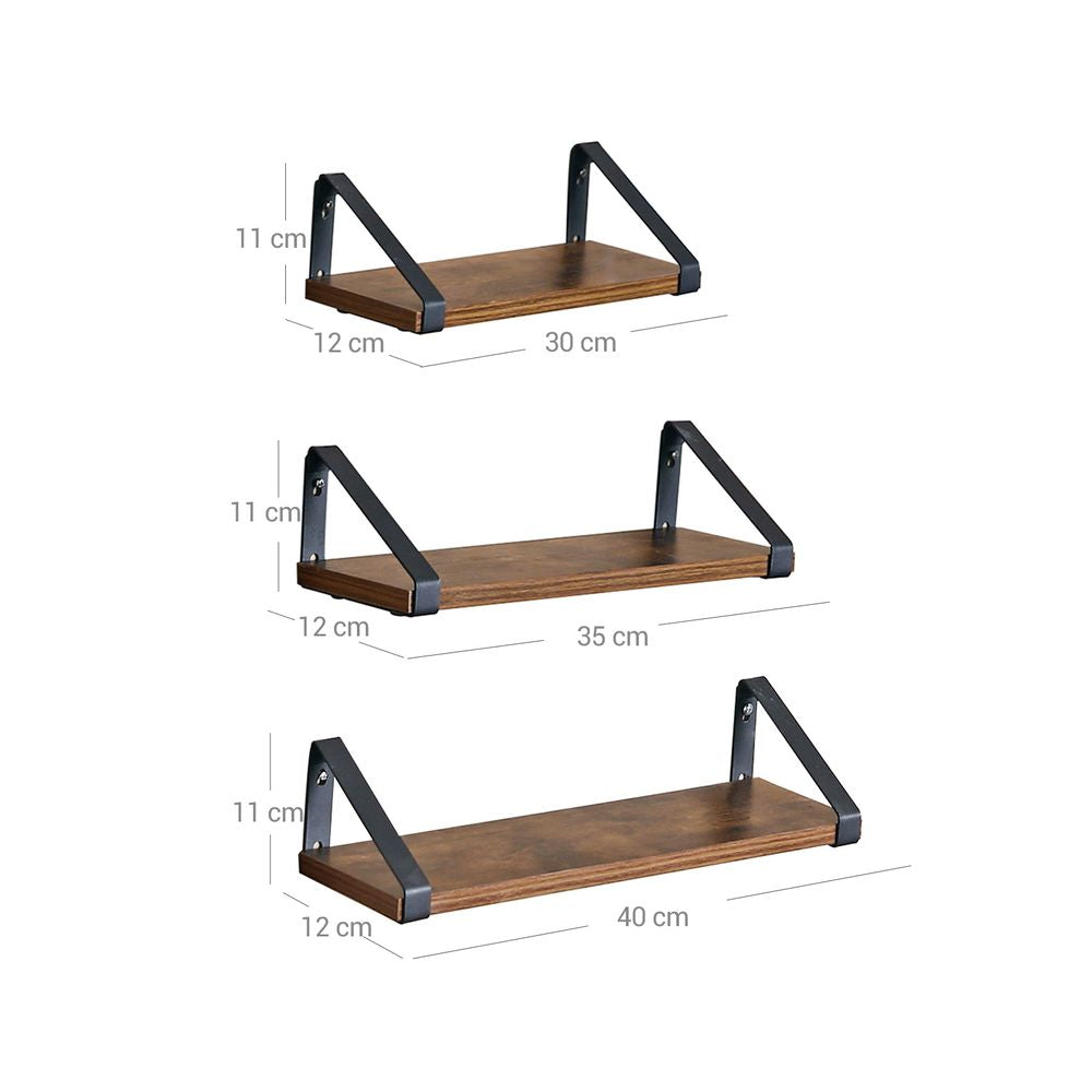 Industriële look wandplanken - Vintagebruin (Set van 3)