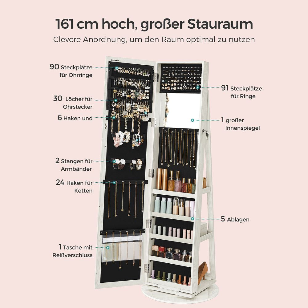 Staande sieradenkastmet spiegel - Draaibaar