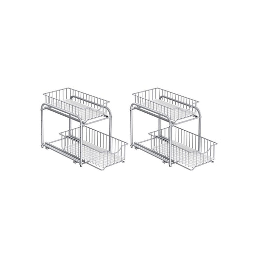 Organizer met 2 lades - Zilver (Set van 2)