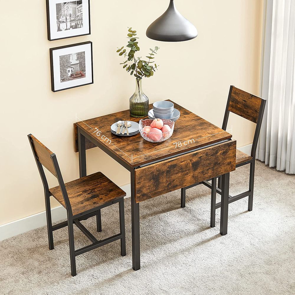 Keukentafel Industrieel - Vintagebruin + Zwart (120 x 78 x 76.2 cm)