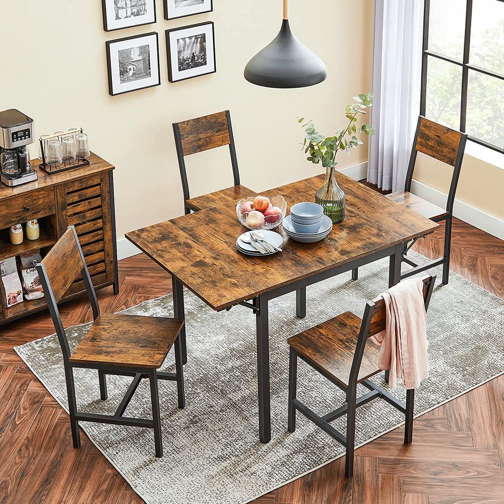 Keukentafel Industrieel - Vintagebruin + Zwart (120 x 78 x 76.2 cm)