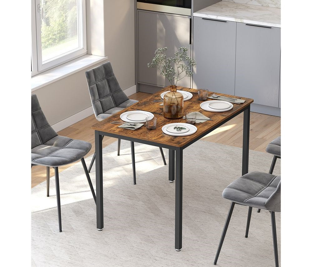 Eetkamertafel - Vintagebruin + Zwart (60 x 60 x 92 cm)