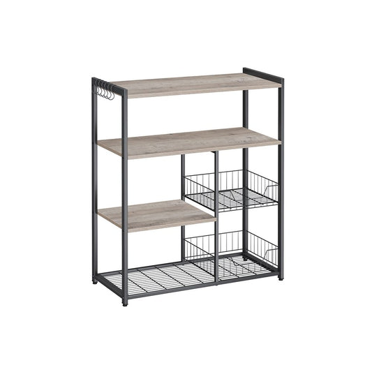 Opbergkast met 2 manden & haken - Grijs + Zwart