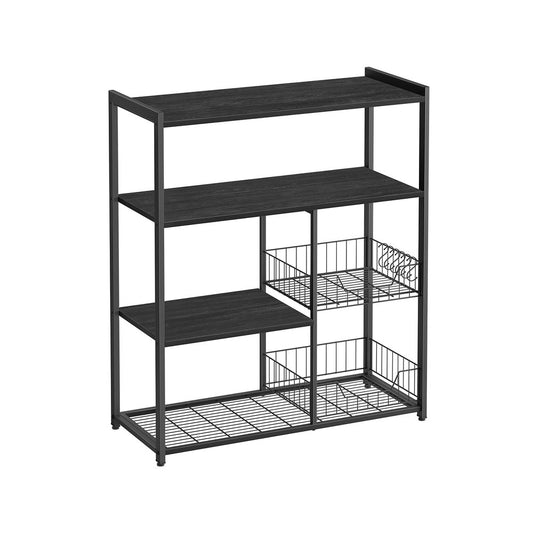 Opbergkast met 2 manden & haken - Ebbenhout Zwart