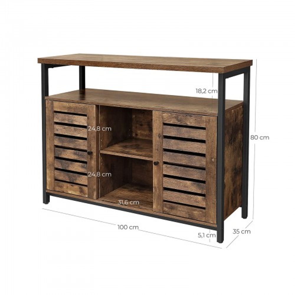 Industriële kast met open planken - Vintagebruin