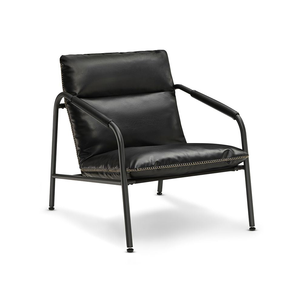 Armleuningstoel met metalen frame - Zwart