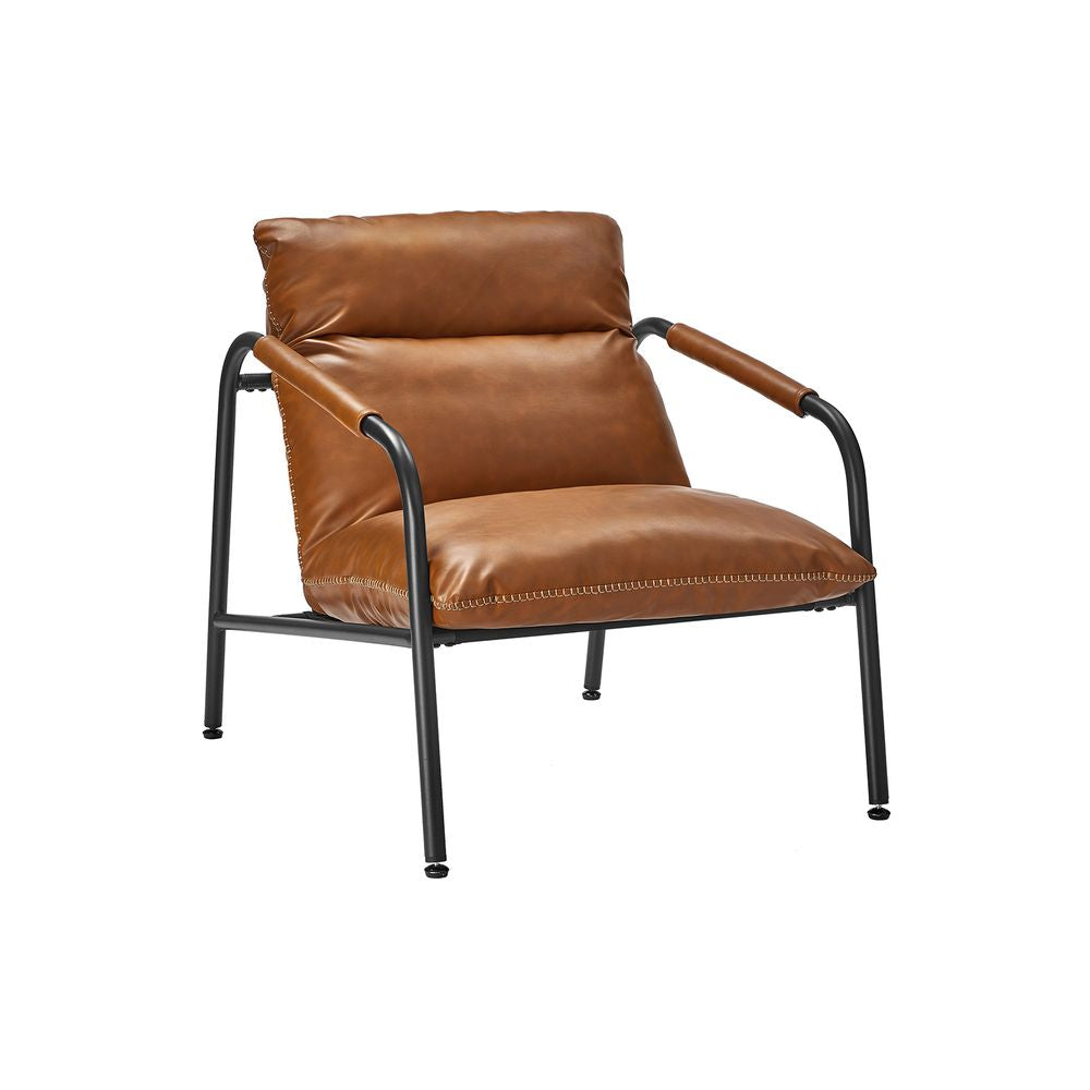 Armleuningstoel met metalen frame - Karamel Bruin