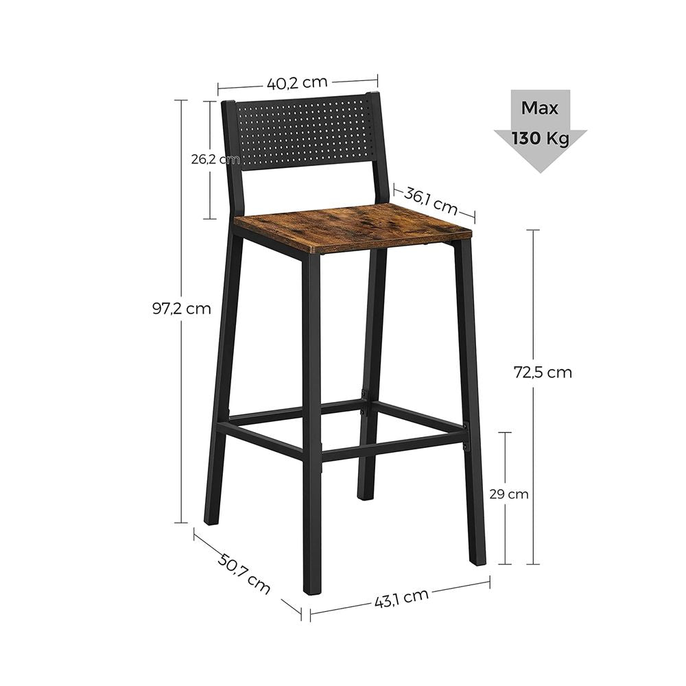 Barkruk set van 2 - Vintagebruin + Zwart