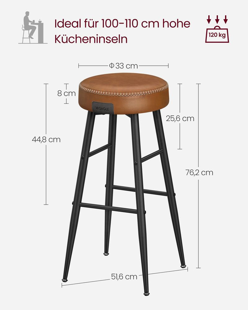 Barkruk set van 2 - Karamelbruin