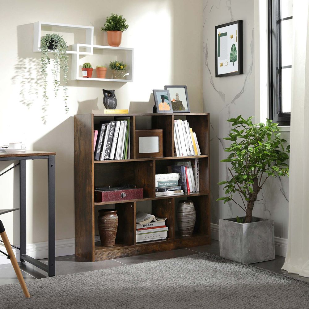 Boekenkast 8 vakken 97,5x30x100 cm - Vintagebruin