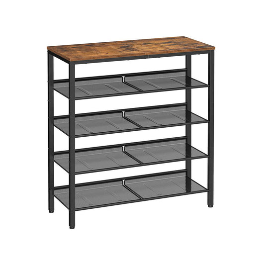 Schoenenrek met 5 niveaus - Vintagebruin + Zwart