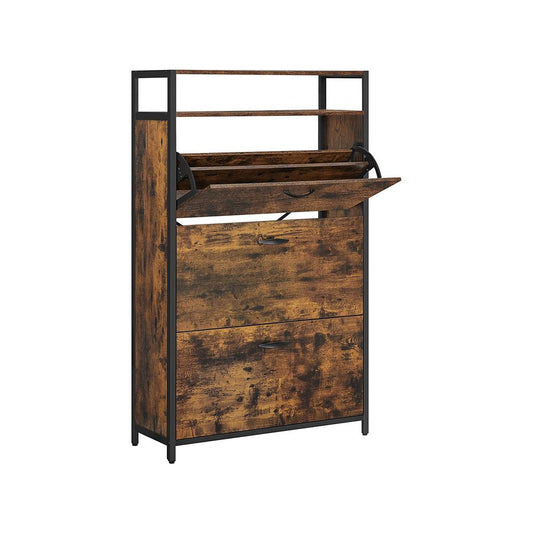 Schoenenkast met 3 kleppen - Vintagebruin