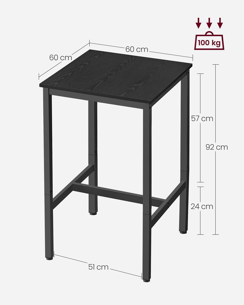 Bartafel - Ebbenhout Zwart (60 x 60 x 92 cm)