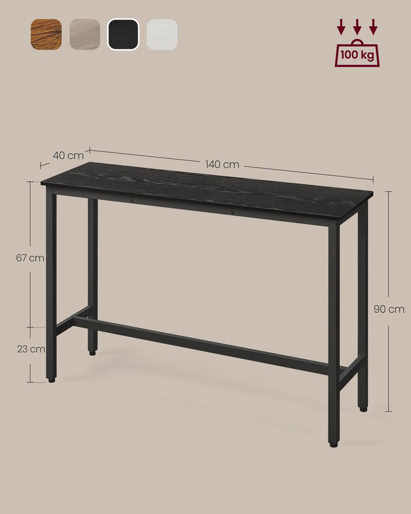 Hoge bartafel  - Ebbenhout Zwart (140 x 40 x 90 cm)
