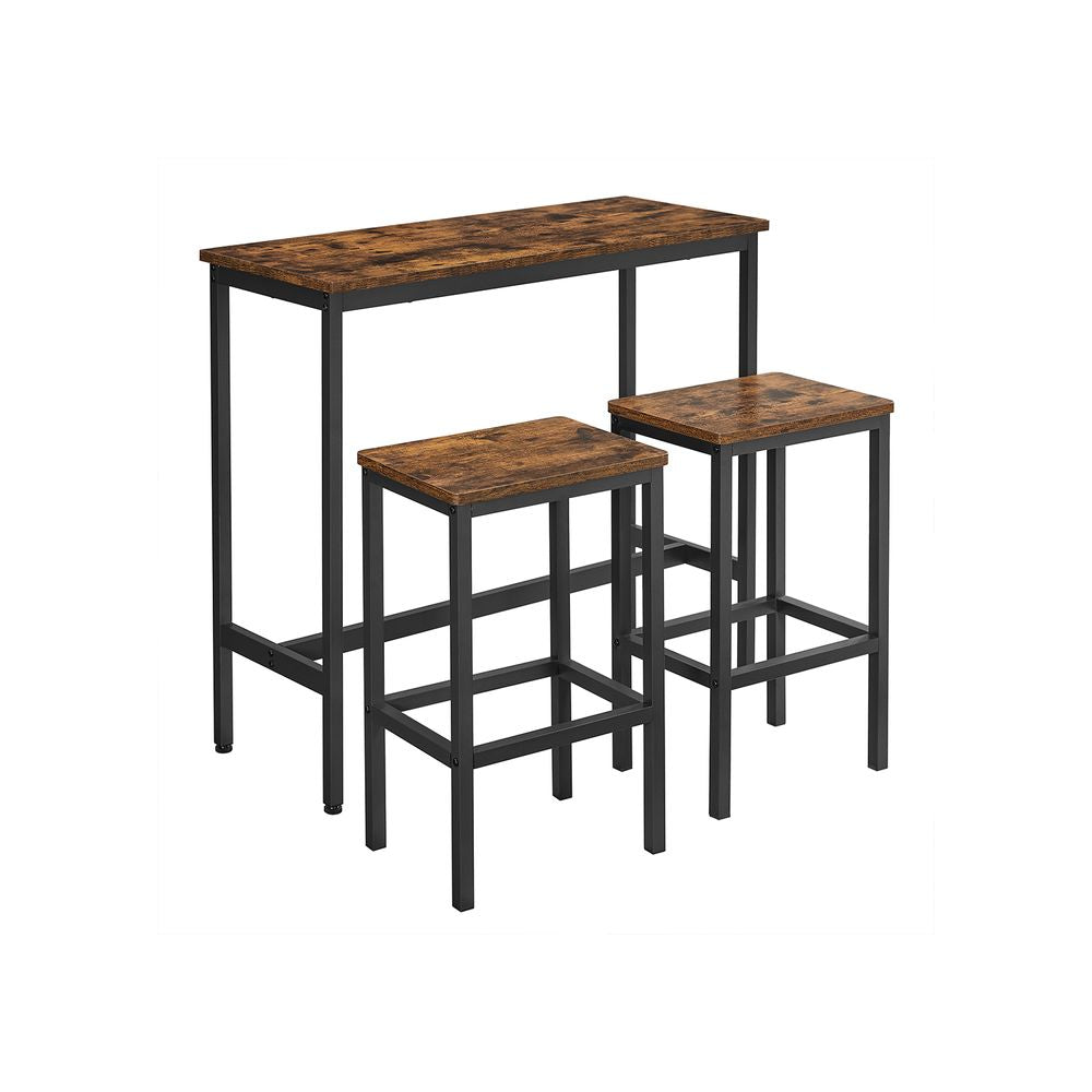 Bartafelset Industrieel - Vintagebruin + Zwart (100 x 40 x 90 cm)