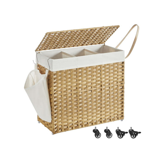 Wasmand met wielen 140L - Natural