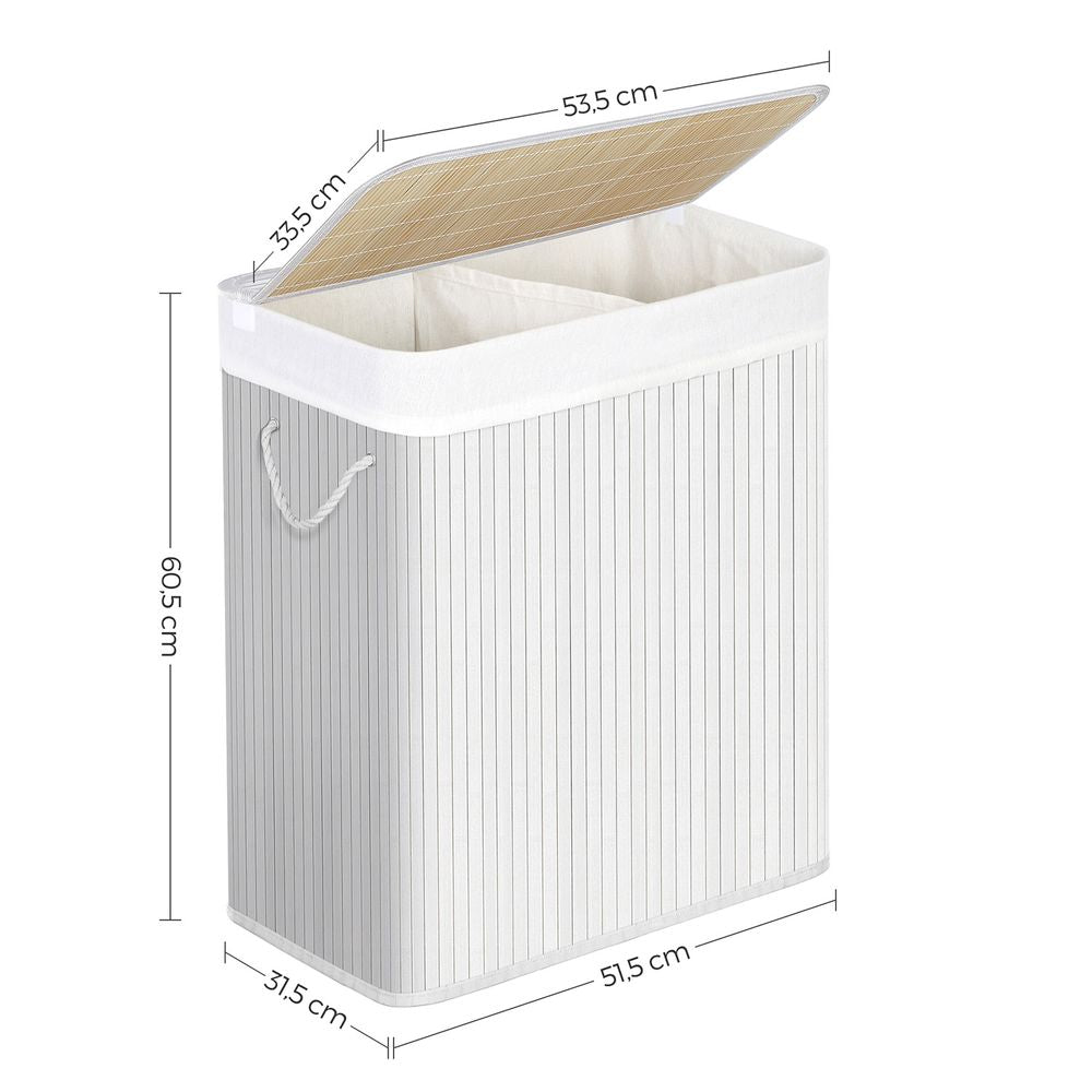Wasmand 100L bamboe - Wit