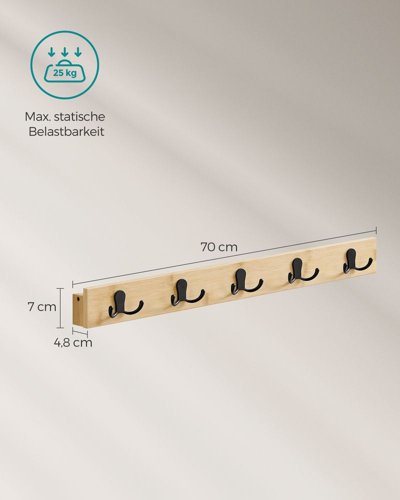 Kapstok met plank en metalen haken - Natural Beige