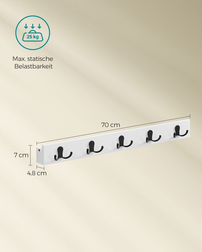Kapstok met plank en metalen haken - Wolkwit