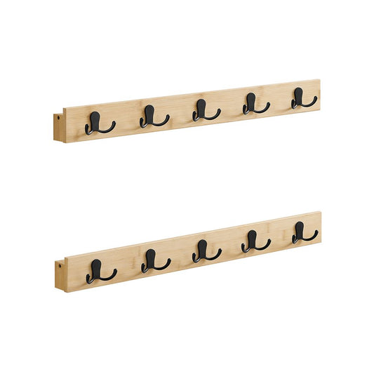 Kapstok met plank en metalen haken - Natural Beige (Set van 2)