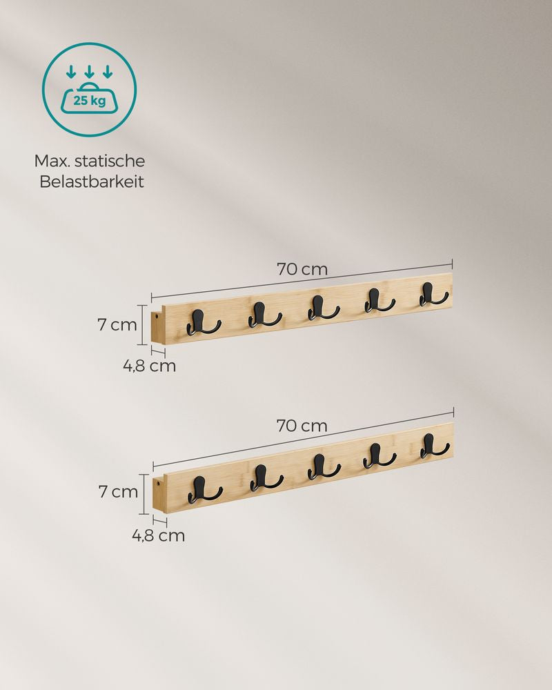 Kapstok met plank en metalen haken - Natural Beige (Set van 2)