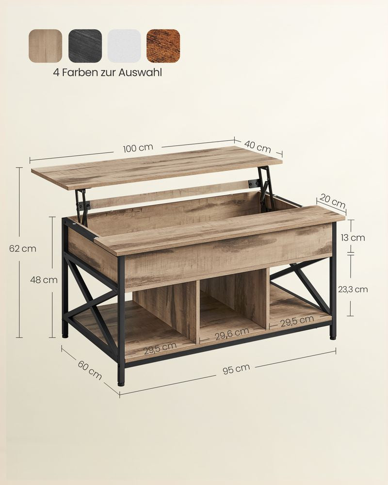 In hoogte verstelbare salontafel 60 x 100 x (48-62) cm