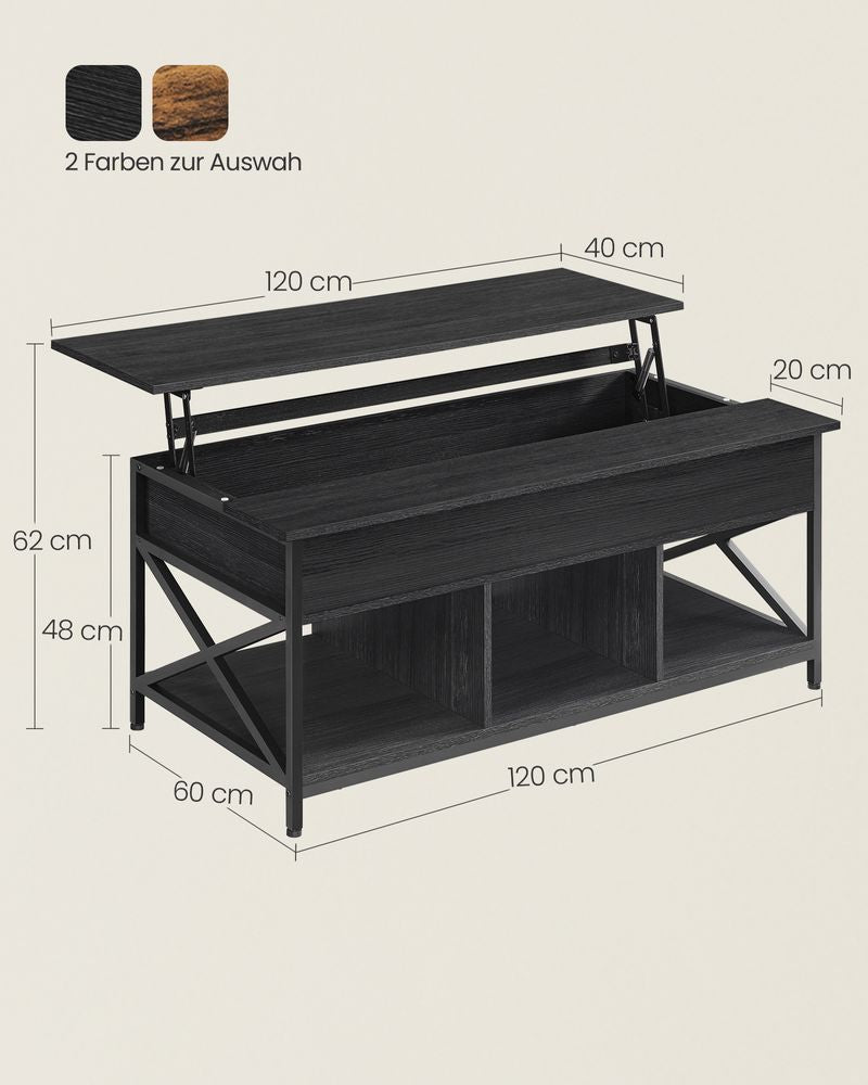 In hoogte verstelbare salontafel 60 x 120 x (48-62) cm