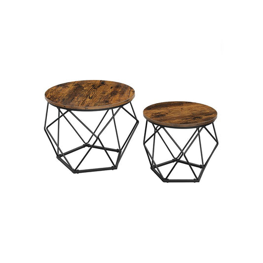 Set van 2 salontafels vintage bruin en zwart