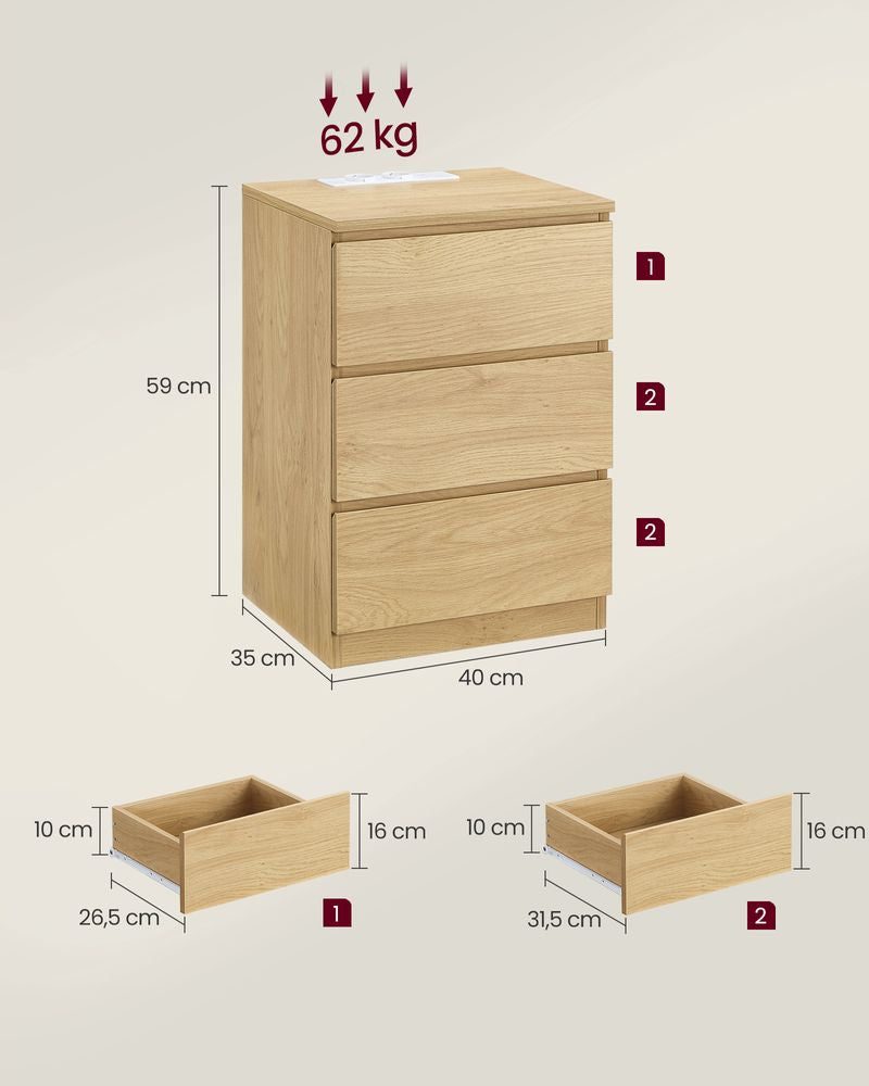 Bijzettafel 3 lades - Strogeel