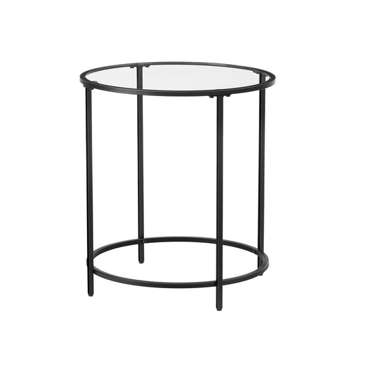 Ronde bijzettafel met zwart metalen frame