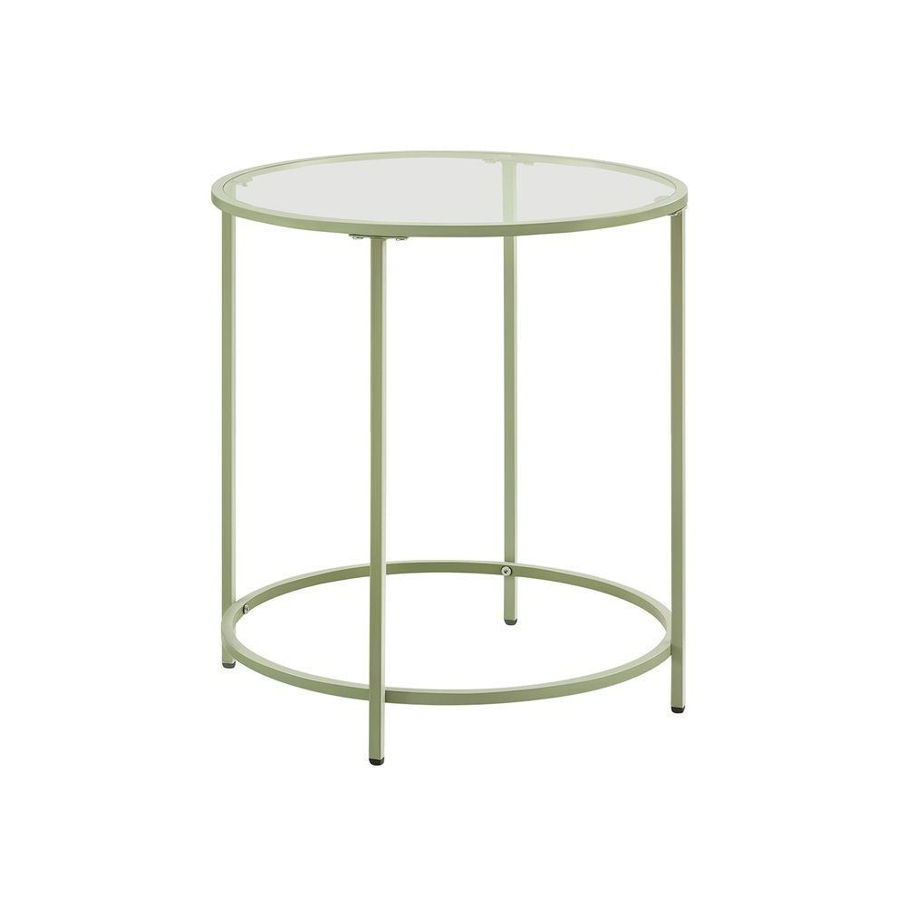 Ronde bijzettafel met lauriergroen metalen frame