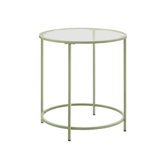 Ronde bijzettafel met lauriergroen metalen frame