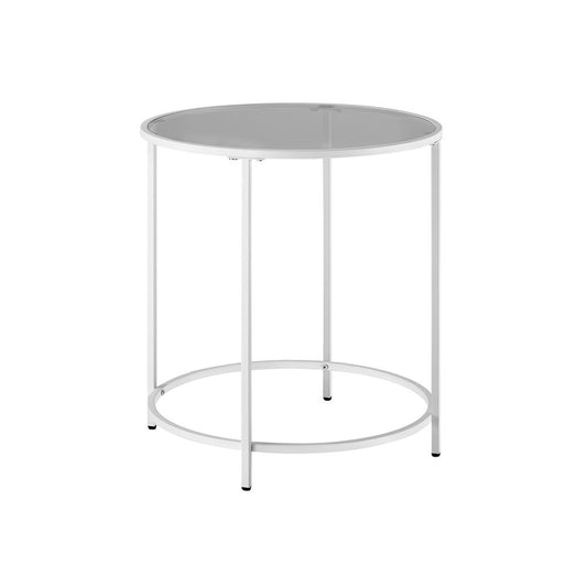 Ronde bijzettafel met parelwit metalen frame