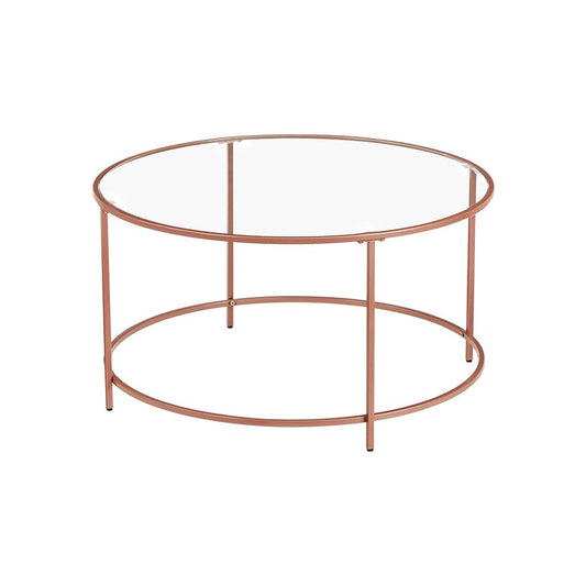 Ronde salontafel met roségouden stalen frame