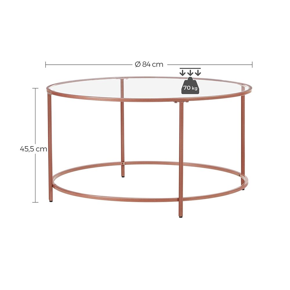 Ronde salontafel met roségouden stalen frame
