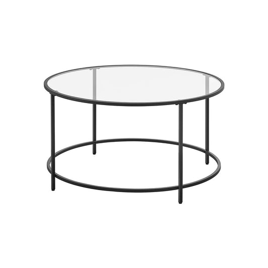 Ronde salontafel met zwart metalen frame