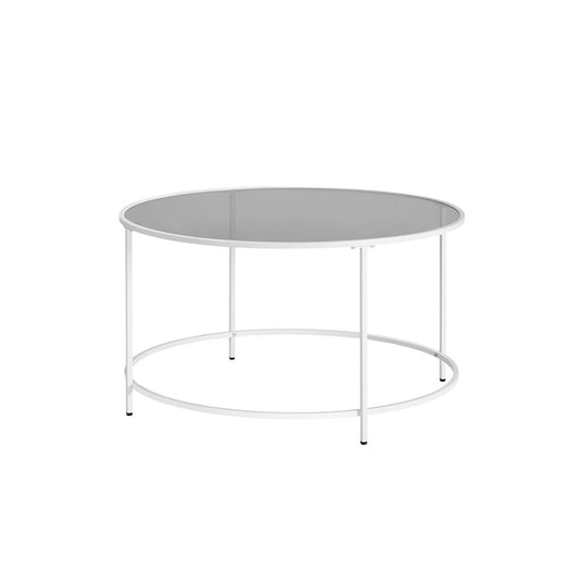 Ronde salontafel met parelwit stalen frame