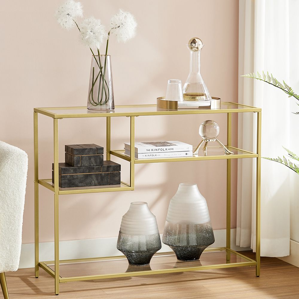 Consoletafel van glas en metaal