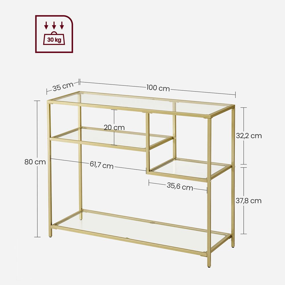 Consoletafel van glas en metaal