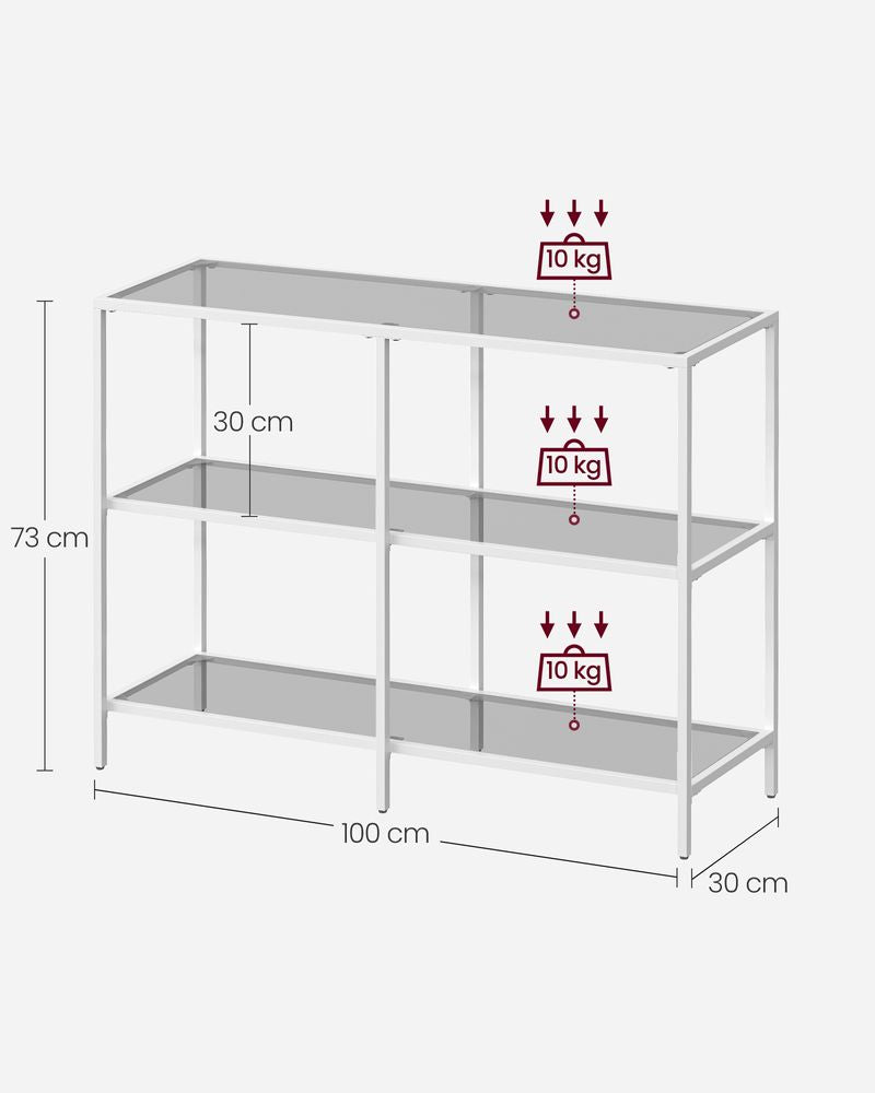 Consoletafel van gehard glas - Parelwit/Leigrijs