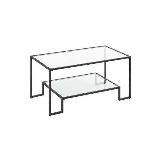 Salontafel Zwart 2 planken gemaakt van gehard glas