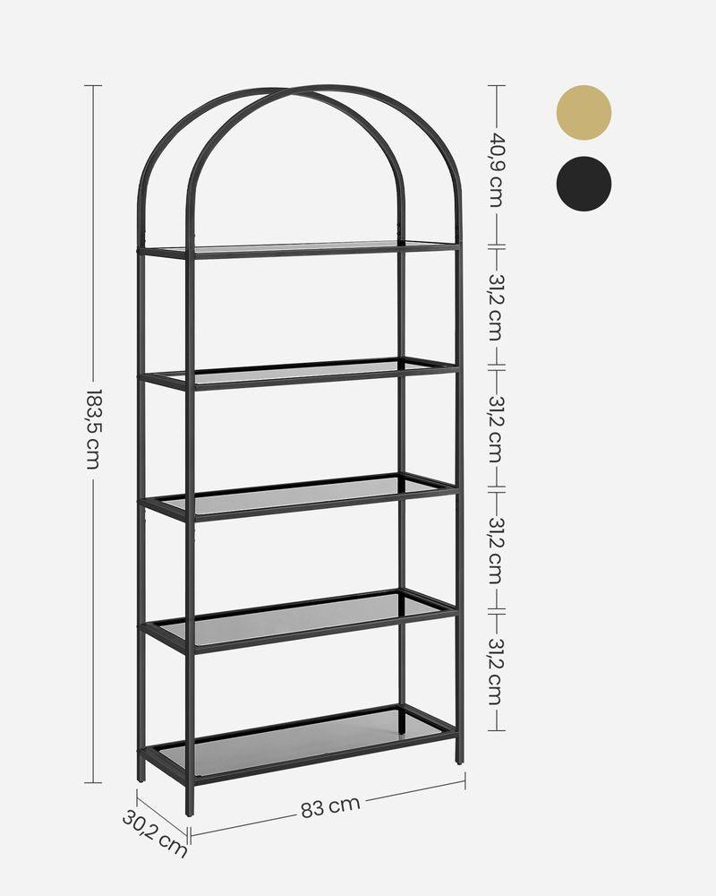 Metalen kast met gehard glas - Zwart + Grijs