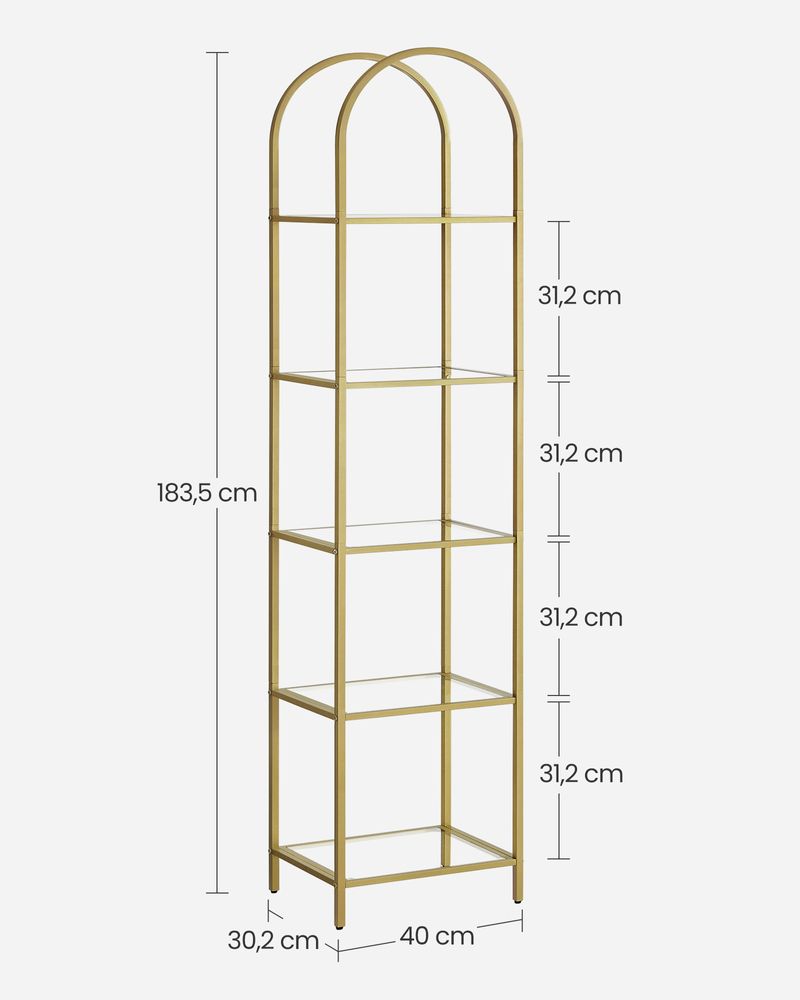 Opbergrek van metaal met glas - Goud