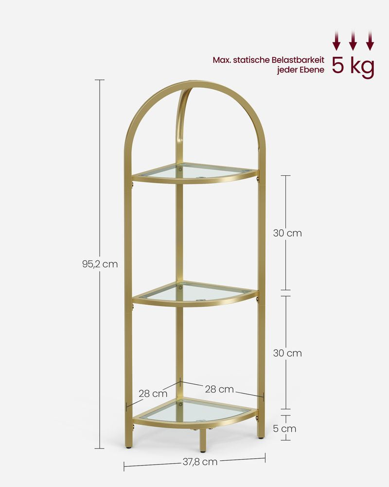 Hoekkast 3 niveaus - Metallic Goud