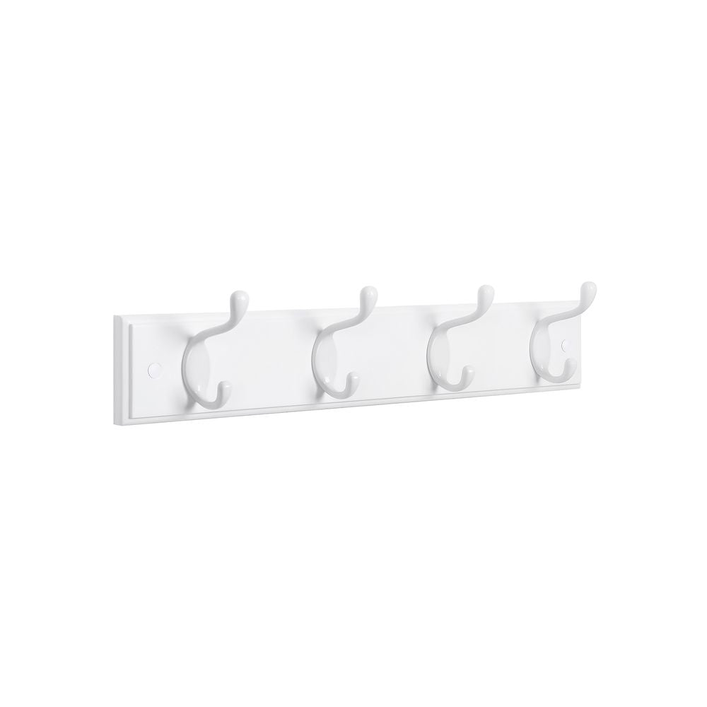 Wandkapstok met 4 metalen haken - Wit