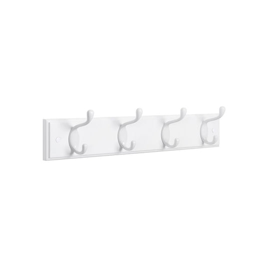 Wandkapstok met 4 metalen haken - Wit