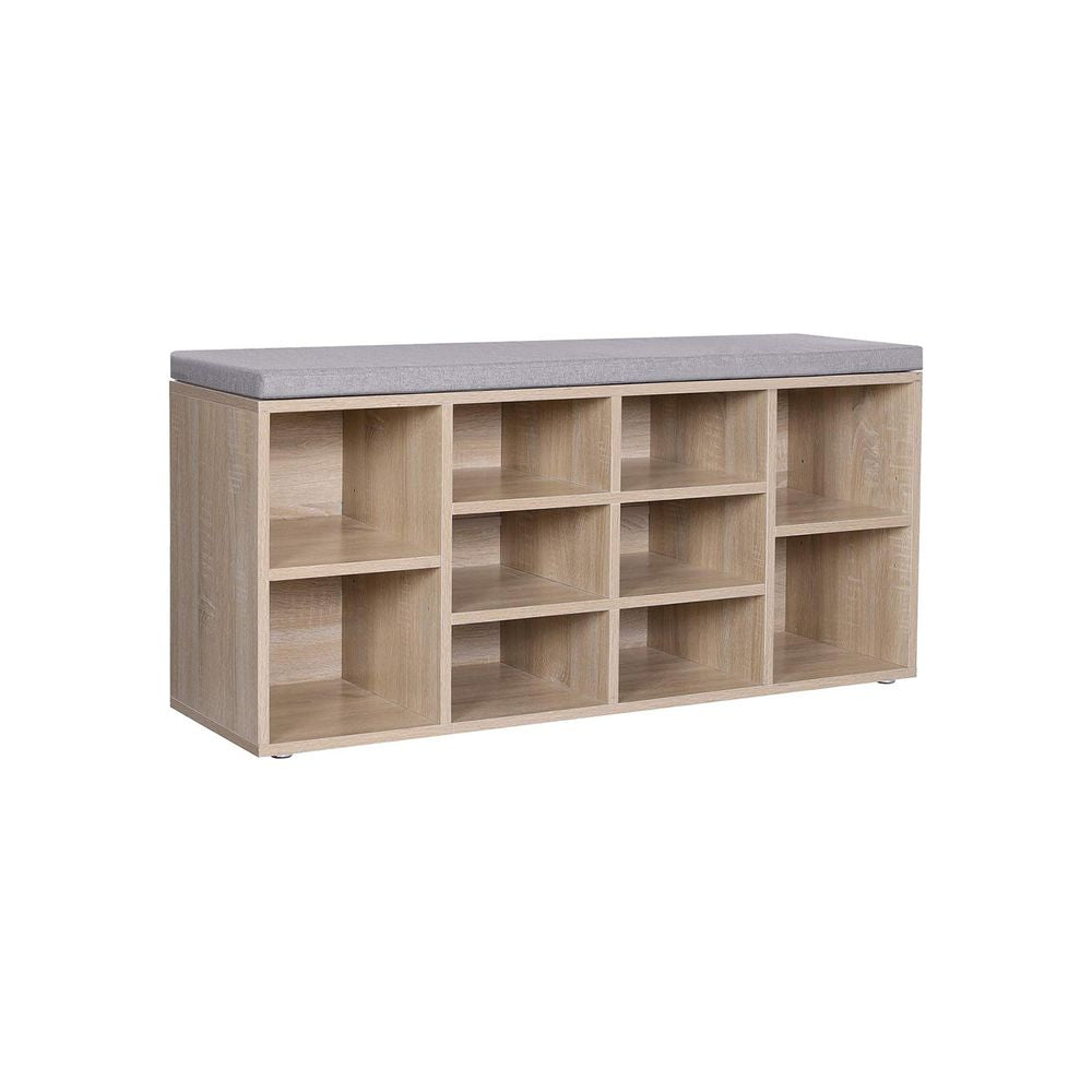 Schoenenbank met vulling - Eiken + Grijs