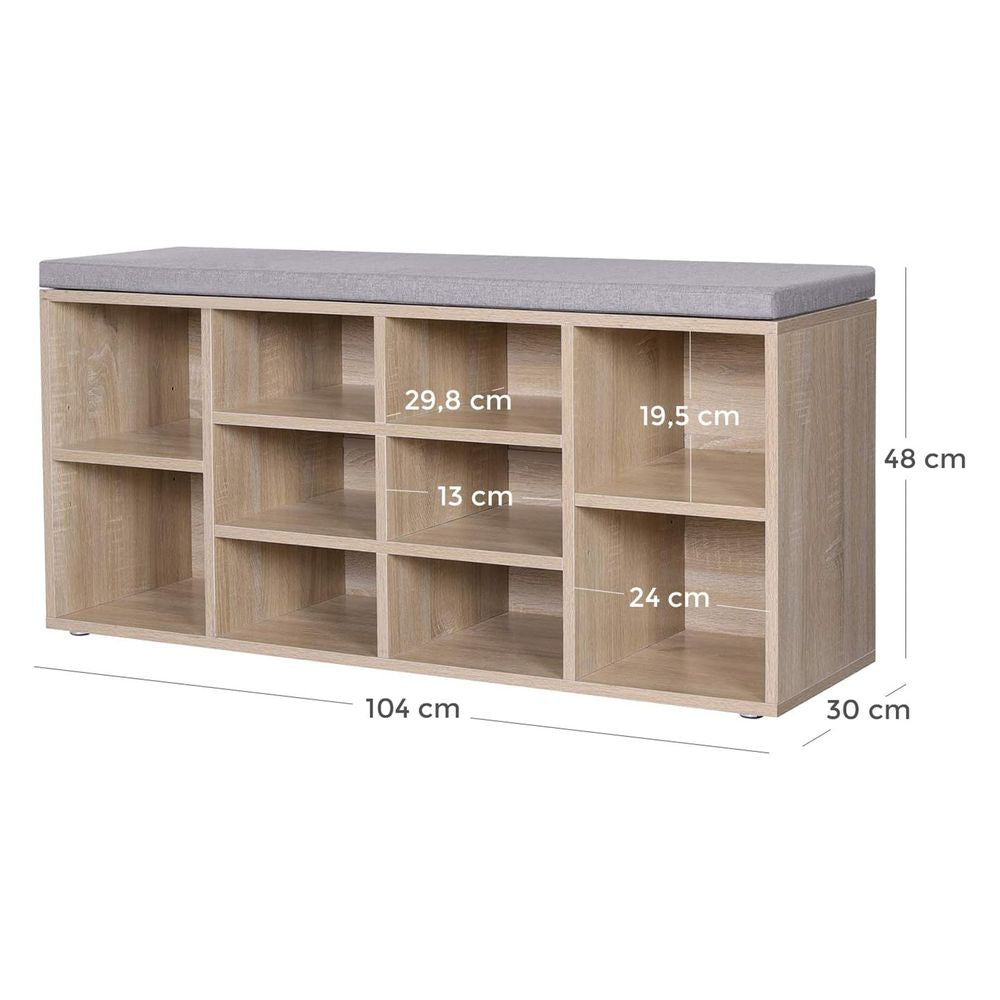 Schoenenbank met vulling - Eiken + Grijs