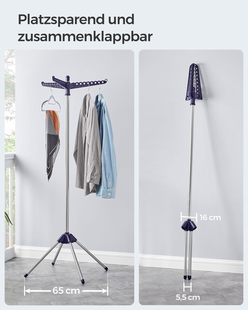 Droogrek met 3 draaibare armen en 4 poten - Zilver + Blauw