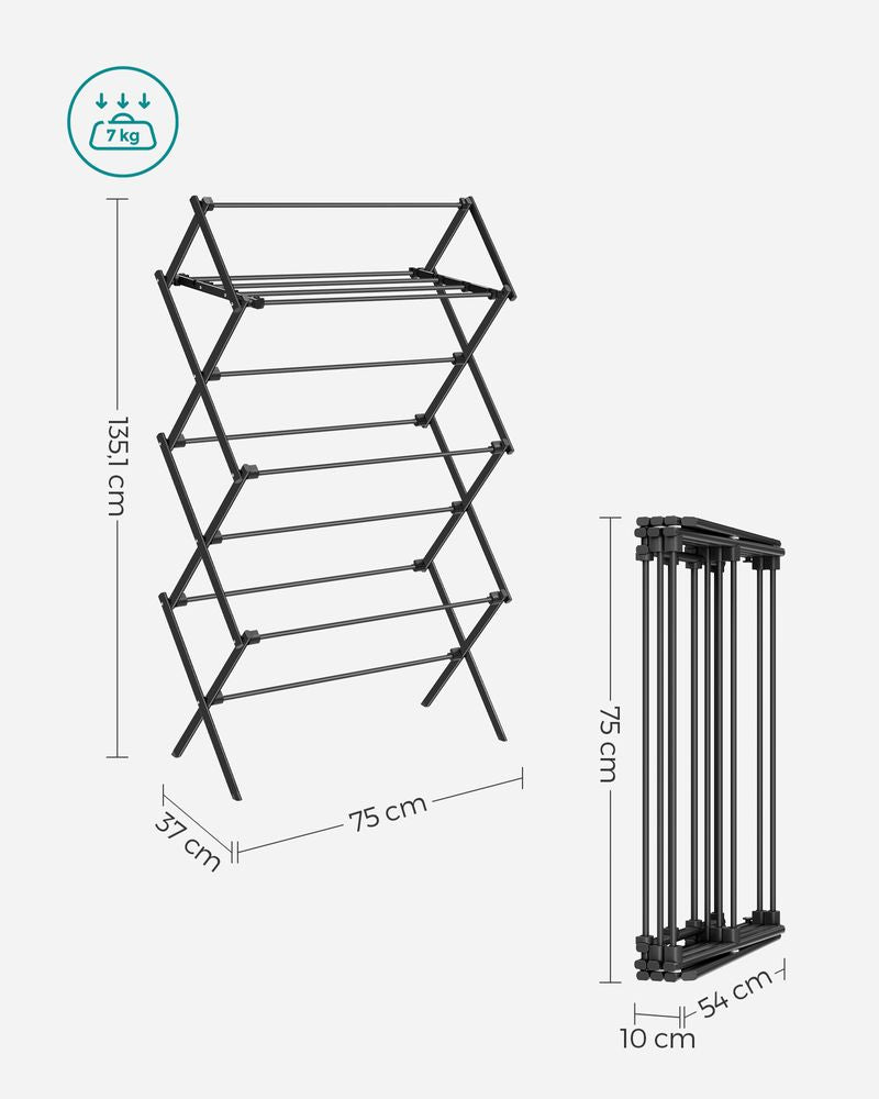 Droogrek met stalen frame voor binnen- en buitengebruik - Zwart